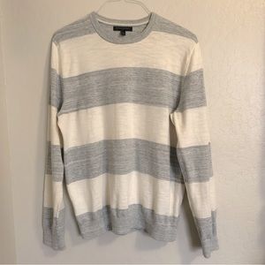 Banana Republic Sweater Mens Large Grey Cream LS Pullover Crew Neck